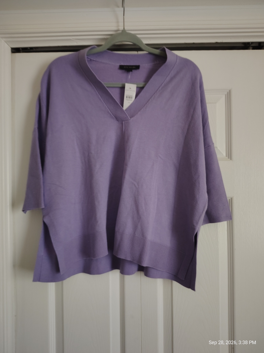 NWT Ann Taylor Lavender Oversized V-Neck Poncho Sweater - Size XS